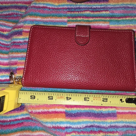 Coach Red Pebble Leather Wallet - Picture 2 of 8